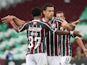 Fluminense's Fred celebrates scoring their first goal with teammates on May 12, 2021
