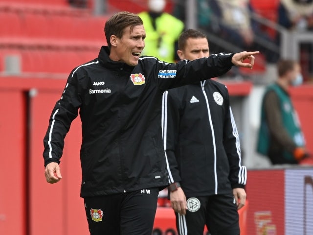 Bayer Leverkusen coach Hannes Wolf reacts on May 15, 2021