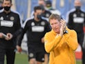 Philadelphia Union head coach Jim Curtin walks onto the field before match against the New England Revolution on May 12, 2021