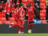 Liverpool's Sadio Mane celebrates scoring against Crystal Palace in the Premier League on May 23, 2021