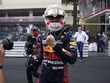 Red Bull's Max Verstappen celebrates winning the Monaco Grand Prix on May 23, 2021