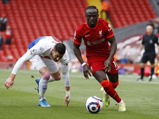 Liverpool's Sadio Mane in action against Crystal Palace in the Premier League on May 23, 2021