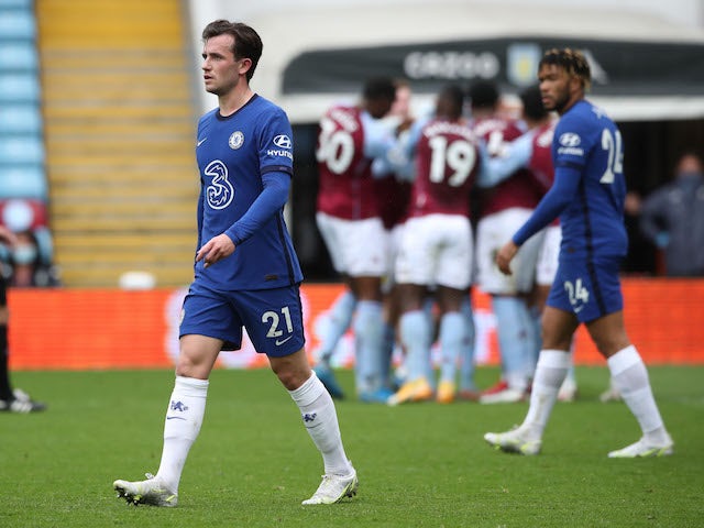 Chelsea's Ben Chilwell looks dejected after Aston Villa's Bertrand Traore scores on May 23, 2021