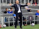 FC Cincinnati head coach Jaap Stam reacts from the sideline on May 16, 2021