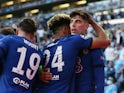 Chelsea's Kai Havertz celebrates scoring their first goal against Manchester City in the Champions League final on May 29, 2021
