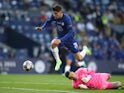 Chelsea's Kai Havertz scores their first goal against Manchester City in the Champions League final on May 29, 2021