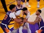 Los Angeles Lakers forward Anthony Davis is surrounded against the Phoenix Suns on May 28, 2021