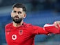 Elseid Hysaj in action for Albania in March 2021