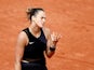 Aryna Sabalenka looks dejected after being knocked out of the French Open on June 4, 2021