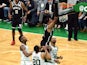 Brooklyn Nets forward Bruce Brown dunks and scores against the Boston Celtics on May 31, 2021