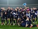 Scotland players celebrate qualifying for Euro 2020 in November 2019