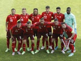 Switzerland players pose for a team group photo before the match on June 3, 2021