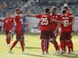 Switzerland's Mario Gavranovic celebrates scoring their first goal with teammates on June 3, 2021