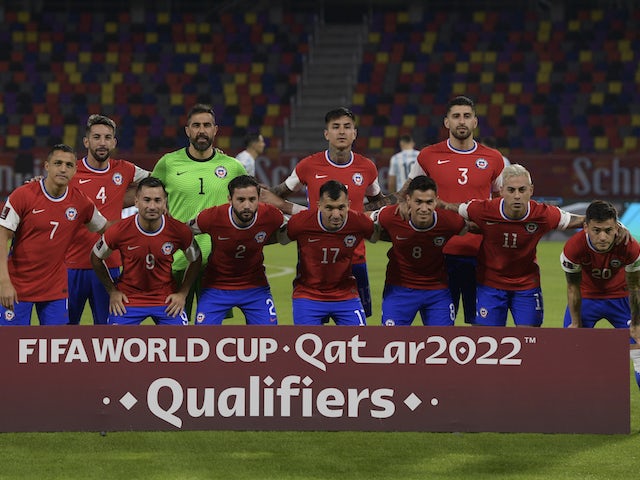 Chile players line up on June 4, 2021