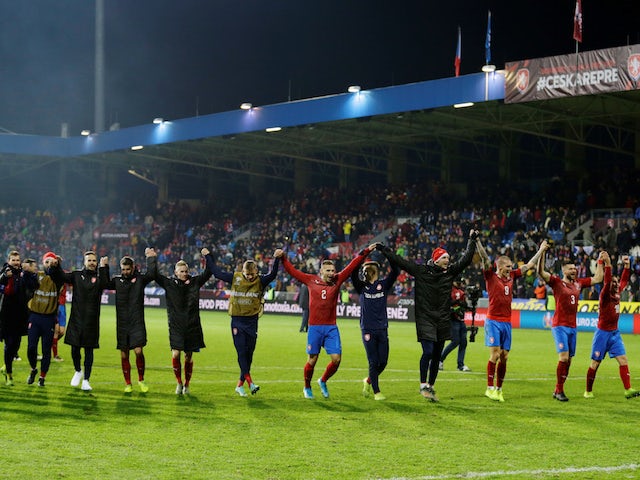 Czech Republic players celebrate qualifying for Euro 2020 in November 2019