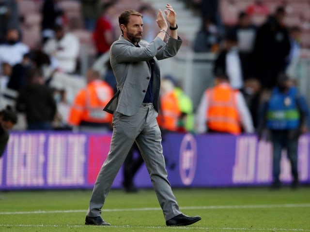England manager Gareth Southgate applauds fans after the match on June 6, 2021