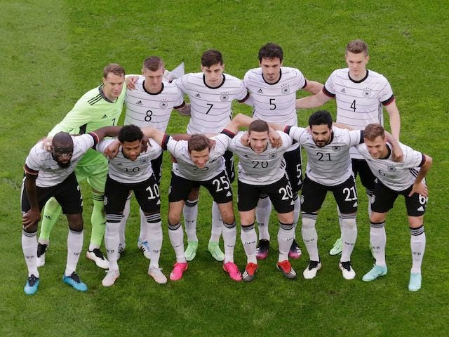 Germany players pose for a team group photo before the match on June 7, 2021