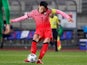 South Korea's Heung-Min Son shoots at goal on June 5, 2021