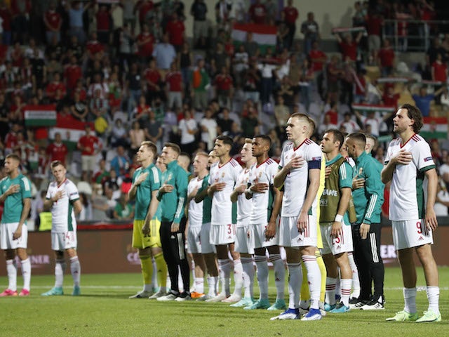 Hungary players salute their fans after their final Euro 2020 warm-up game on June 8, 2021