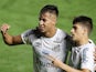 Santos' Kaio Jorge celebrates scoring their third goal on June 6, 2021