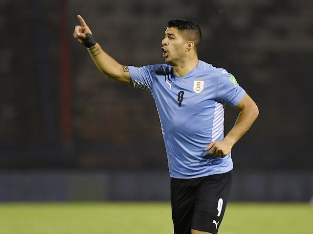 Luis Suárez en el partido de Uruguay del 8 de junio de 2021