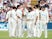 New Zealand's Trent Boult celebrates with teammates after taking the wicket of England's James Anderson on June 11, 2021