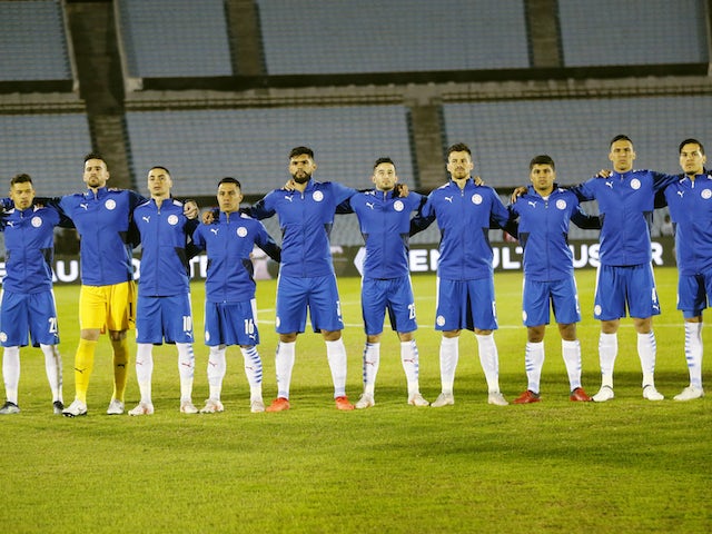Paraguay players line up on June 3, 2021