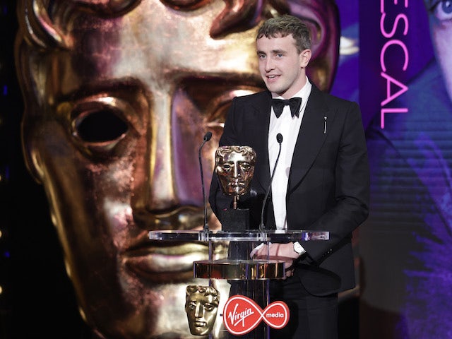 Paul Mescal collects his award for Best Actor at the BAFTA TV Awards on June 6, 2021