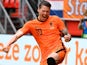 Netherlands' Wout Weghorst celebrates scoring on June 6, 2021