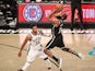 Brooklyn Nets guard James Harden shoots an off balanced shot over Milwaukee Bucks forward Giannis Antetokounmpo on June 20, 2021