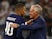 France coach Didier Deschamps celebrates with Kylian Mbappe after the match on June 15, 2021