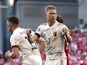 Belgium's Kevin De Bruyne celebrates during the Euro 2020 clash with Denmark on June 17, 2021