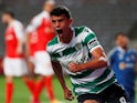 Matheus Nunes celebrates scoring for Sporting Lisbon in April 2021