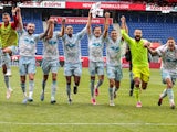 New York Red Bulls teammates celebrates after the game against the Orlando City SC on May 29, 2021