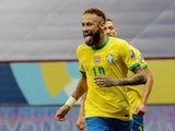 Brazil's Neymar celebrates scoring on June 13, 2021