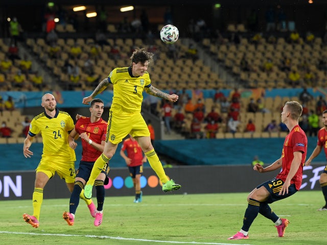 Sweden's Victor Lindelof in action against Spain at Euro 2020 on June 14, 2021