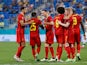 Belgium players celebrate an own goal scored by Finland's Lukas Hradecky at Euro 2020 on June 21, 2021