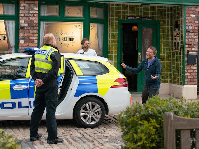 Paul and the po-po on the second episode of Coronation Street on July 14, 2021