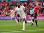 Raheem Sterling celebrates scoring for England against the Czech Republic at Euro 2020 on June 22, 2021
