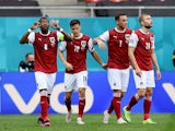 Austria's Christoph Baumgartner celebrates scoring their first goal against Ukraine at Euro 2020 on June 21, 2021