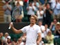 Alexander Zverev celebrates at Wimbledon on July 3, 2021