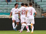 Denmark's Thomas Delaney celebrates scoring their first goal against the Czech Republic at Euro 2020 on July 3, 2021