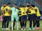 Ecuador team huddle before the match on June 23, 2021