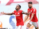 Internacional's Edenilson celebrates scoring their first goal on June 20, 2021