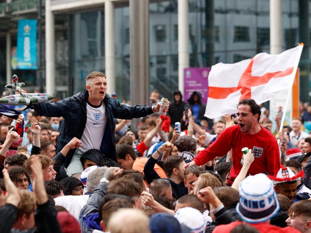 England fans march to Wembley for Germany last-16 clash