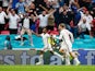 Raheem Sterling celebrates scoring for England against Germany at Euro 2020 on June 29, 2021