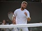 Liam Broady reacts at Wimbledon on June 28, 2021