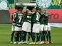 Palmeiras team huddle before the match on June 28, 2021