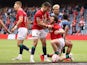 British and Irish Lions' Robbie Henshaw celebrates scoring a try on June 26, 2021