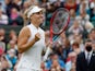 Angelique Kerber celebrates at Wimbledon on July 6, 2021